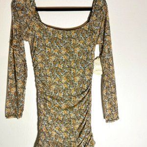 Altar'd State Womens Floral Stretch Long Sleeves Bodycon Dress Size M